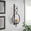 Wall Sconce | Metal Frame | Glass Hurricane | Chain Holder | Black