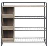 43.25 Inches 3 Cubby Shoe Rack with 4 Shelves Brown and Gray By Casagear Home BM232946