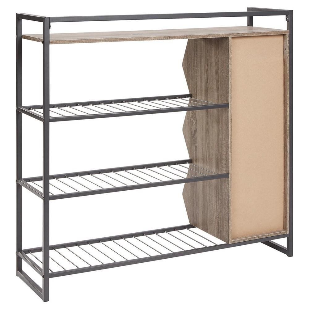 43.25 Inches 3 Cubby Shoe Rack with 4 Shelves Brown and Gray By Casagear Home BM232946