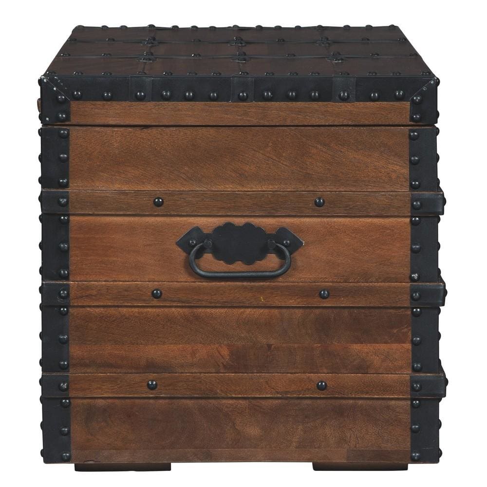 Vintage Style Storage Trunk with Nailhead Trim Details Brown By Casagear Home BM232960