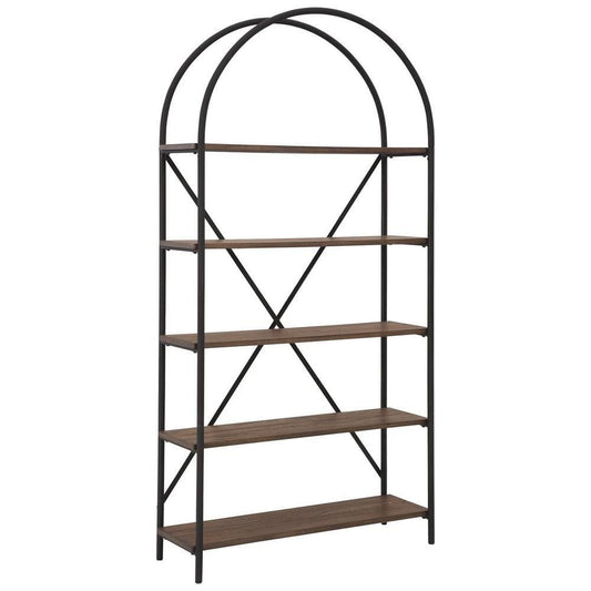 Bookcase | Tubular Frame | 5 Open Shelves | Brown & Black
