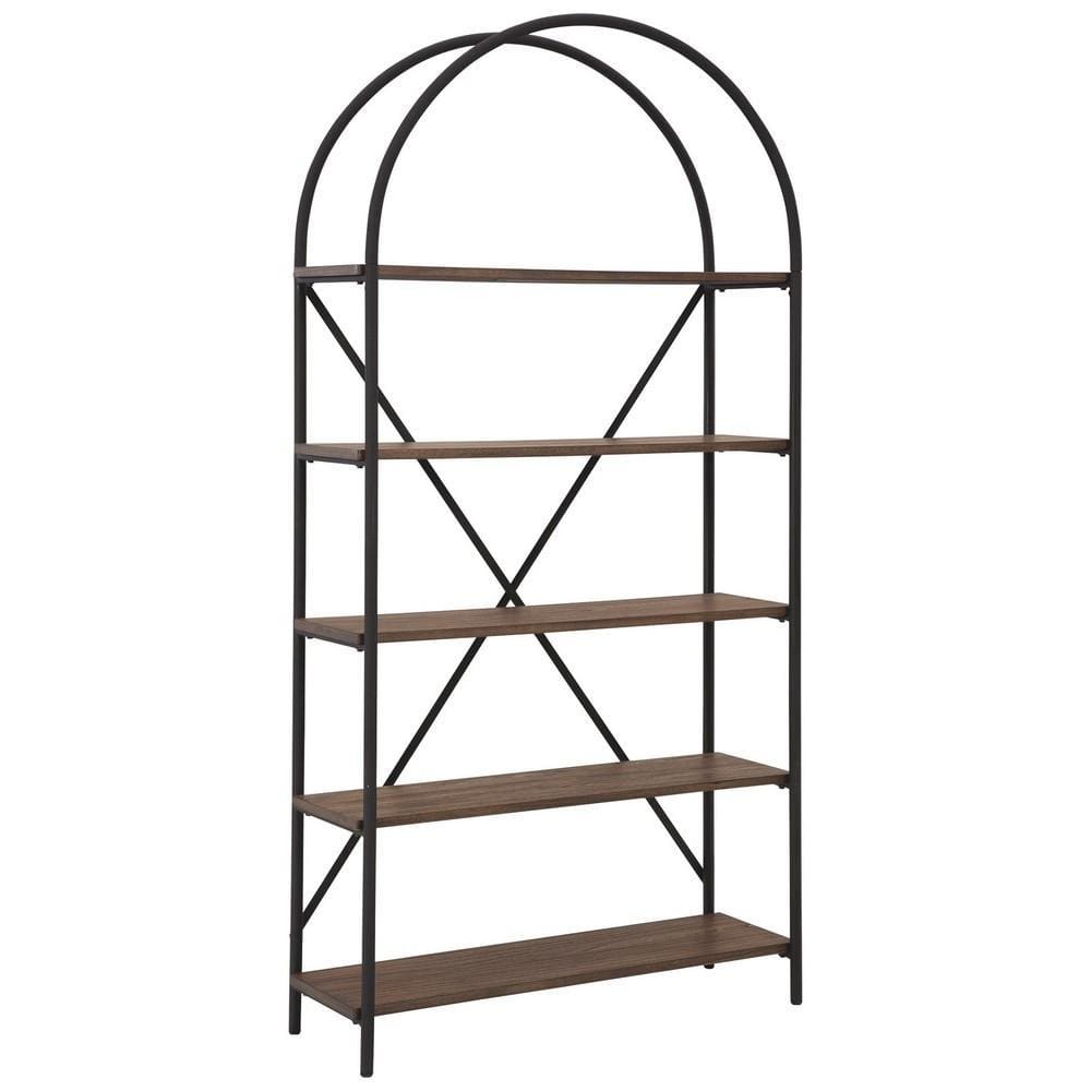 Bookcase | Tubular Frame | 5 Open Shelves | Brown & Black