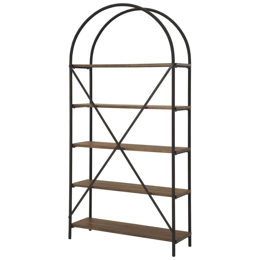 Tubular Framed Bookcase with 5 open Shelves Brown and Black By Casagear Home BM232963