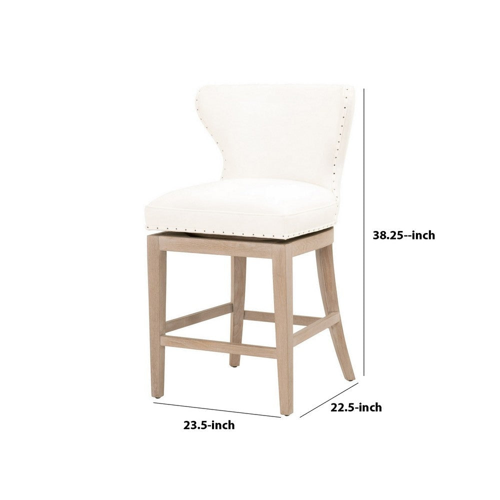 26.5 Inches Fabric Padded Swivel Counter Stool White By Casagear Home BM233010