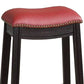 24 Inch Wooden Counter Stool with Upholstered Cushion Seat Gray and Red By Casagear Home BM233107