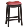 24 Inch Wooden Counter Stool with Upholstered Cushion Seat, Gray and Red By Casagear Home