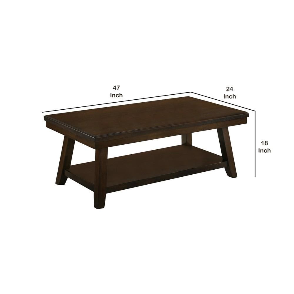 Wooden Coffee Table with One Open Shelf Brown By Casagear Home BM233169