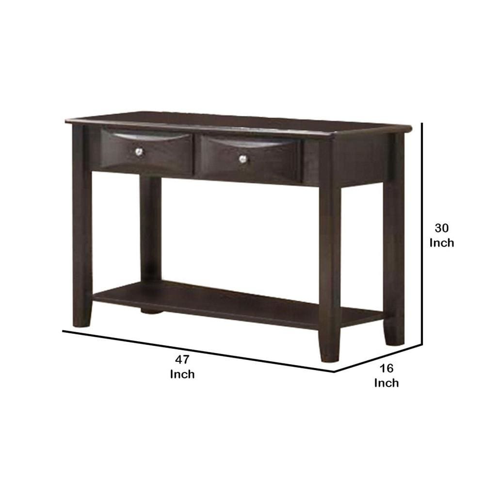 Wooden Console Table with 2 Spacious Drawers Brown By Casagear Home BM233172