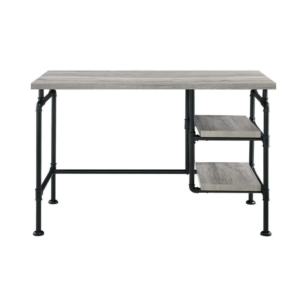 47 Inch Wooden and Metal Writing Desk Black and Gray By Casagear Home BM233212