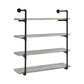 46 Inch 4 Tier Metal and Wooden Wall Shelf, Black and Gray By Casagear Home