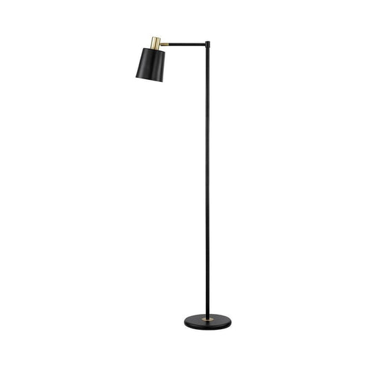 Tubular Metal Floor Lamp with Horn Style Shade, Black By Casagear Home