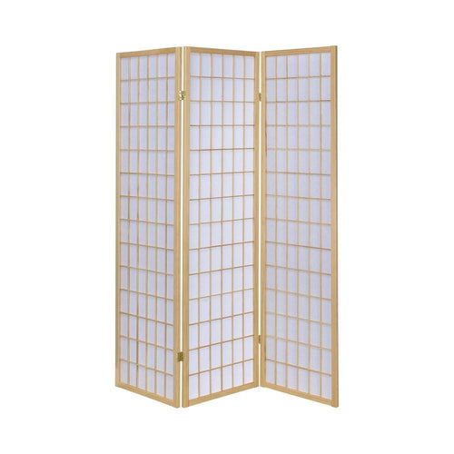 Room Divider | 3 Panel Foldable | Wood Frame | Grid Design | Brown