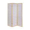 Room Divider | 3 Panel Foldable | Wood Frame | Grid Design | Brown