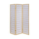 Room Divider | 3 Panel Foldable | Wood Frame | Grid Design | Brown