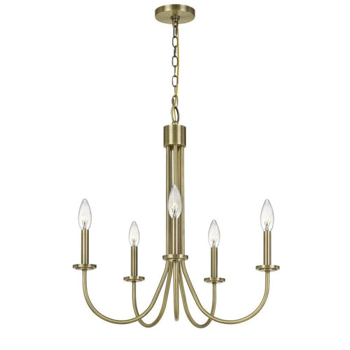 Chandelier | Metal | 5 Candelabra Holders | Gold