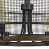 Grid Design Metal Chandelier with Round Wooden Accent Black By Casagear Home BM233265