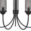 Metal Chandelier with 5 Cylindrical Wire Mesh Shades Black By Casagear Home BM233272