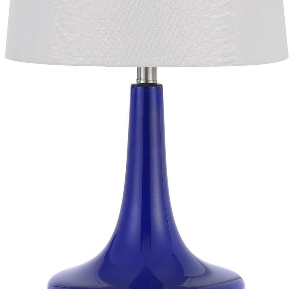 Pot Bellied Shape Glass Table Lamp Set of 2 Blue By Casagear Home BM233306