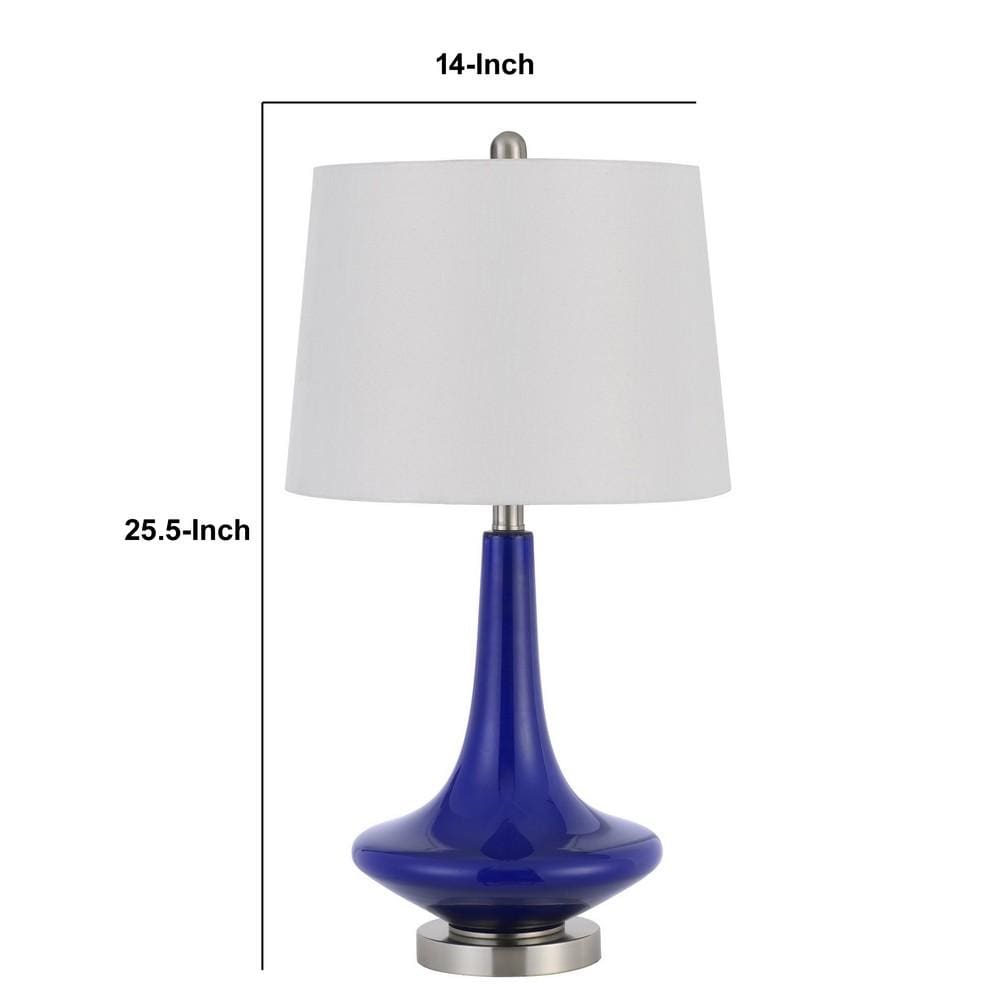 Pot Bellied Shape Glass Table Lamp Set of 2 Blue By Casagear Home BM233306