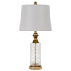 Dual Tone Glass Table Lamp with Honeycomb Design, Set of 2, Clear By Casagear Home