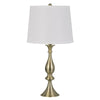 28 Inch Fabric Drum Shade Table Lamp, Turned Style Base Metal Body, Set of 2, Gold By Casagear Home