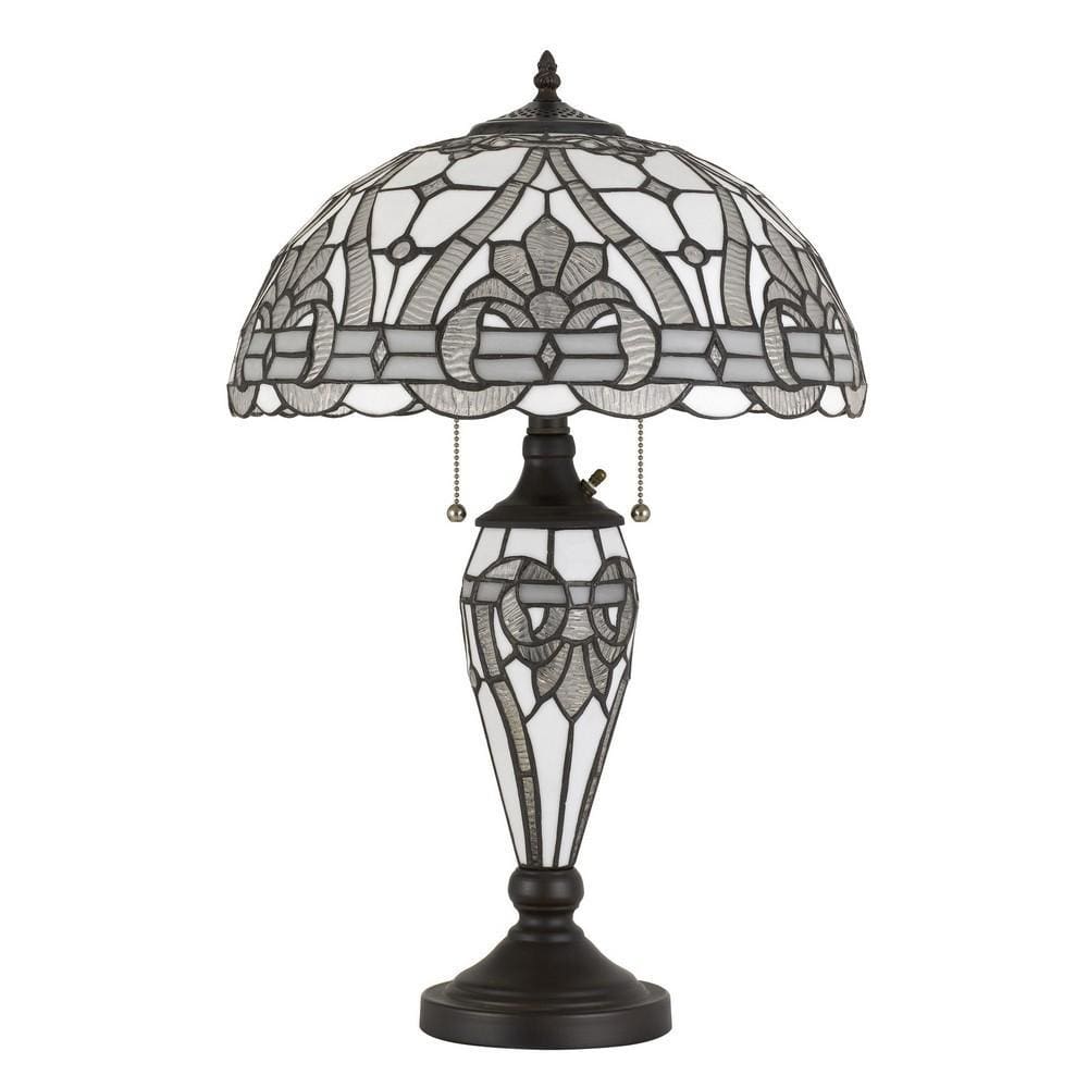 Table Lamp | Glass | Umbrella Shade | Pull Chain Switch | Gray