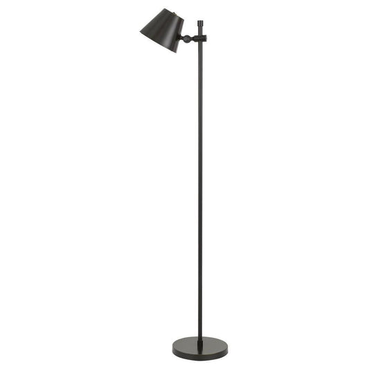12 Watt LED Metal Frame Floor Lamp with Adjustable Head, Black By Casagear Home