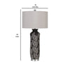 150 Watt Leaf Engraved Ceramic Base Table Lamp Gray and Black By Casagear Home BM233335