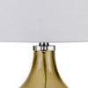 150 Watt Stout Glass Base Table Lamp with Hardback Shade White By Casagear Home BM233337