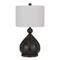 150 Watt Pierced Metal Frame Table Lamp, White and Bronze By Casagear Home