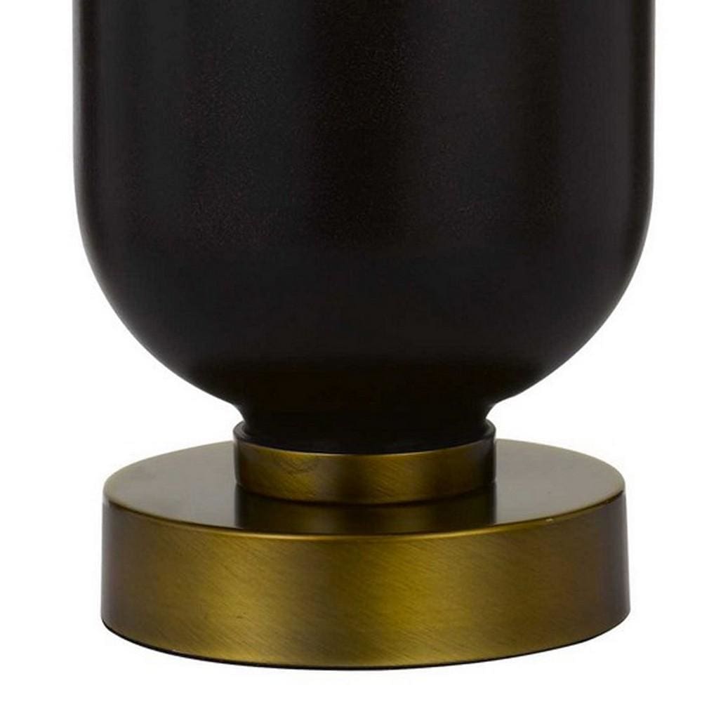 150 Watt Metal and Glass Base Table Lamp Brass and Black By Casagear Home BM233343