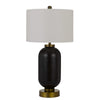150 Watt Metal and Glass Base Table Lamp, Brass and Black By Casagear Home