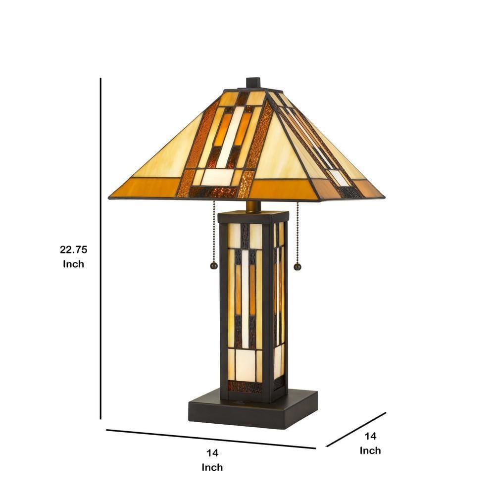 127 Watt Tiffany Shade Table Lamp with Metal Base Multicolor By Casagear Home BM233346