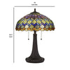 120 Watt Tiffany Table Lamp with Engraved Base Multicolor By Casagear Home BM233347