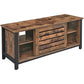 50 Inches TV Stand with Louvered Sliding Doors, Brown and Black By Casagear Home