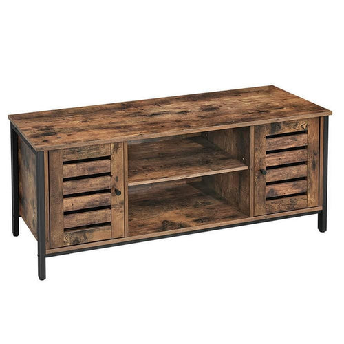 TV Stand | Wood | 2 Louvered Doors | 50" | Brown & Black