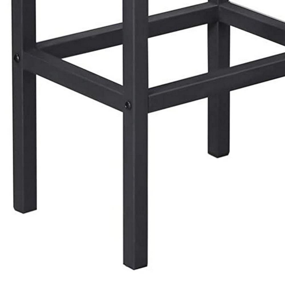 25.6 Inches Bar Stool with Wooden Seat Set of 2 Brown and Black By Casagear Home BM233377