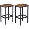 25.6 Inches Bar Stool with Wooden Seat, Set of 2, Brown and Black By Casagear Home