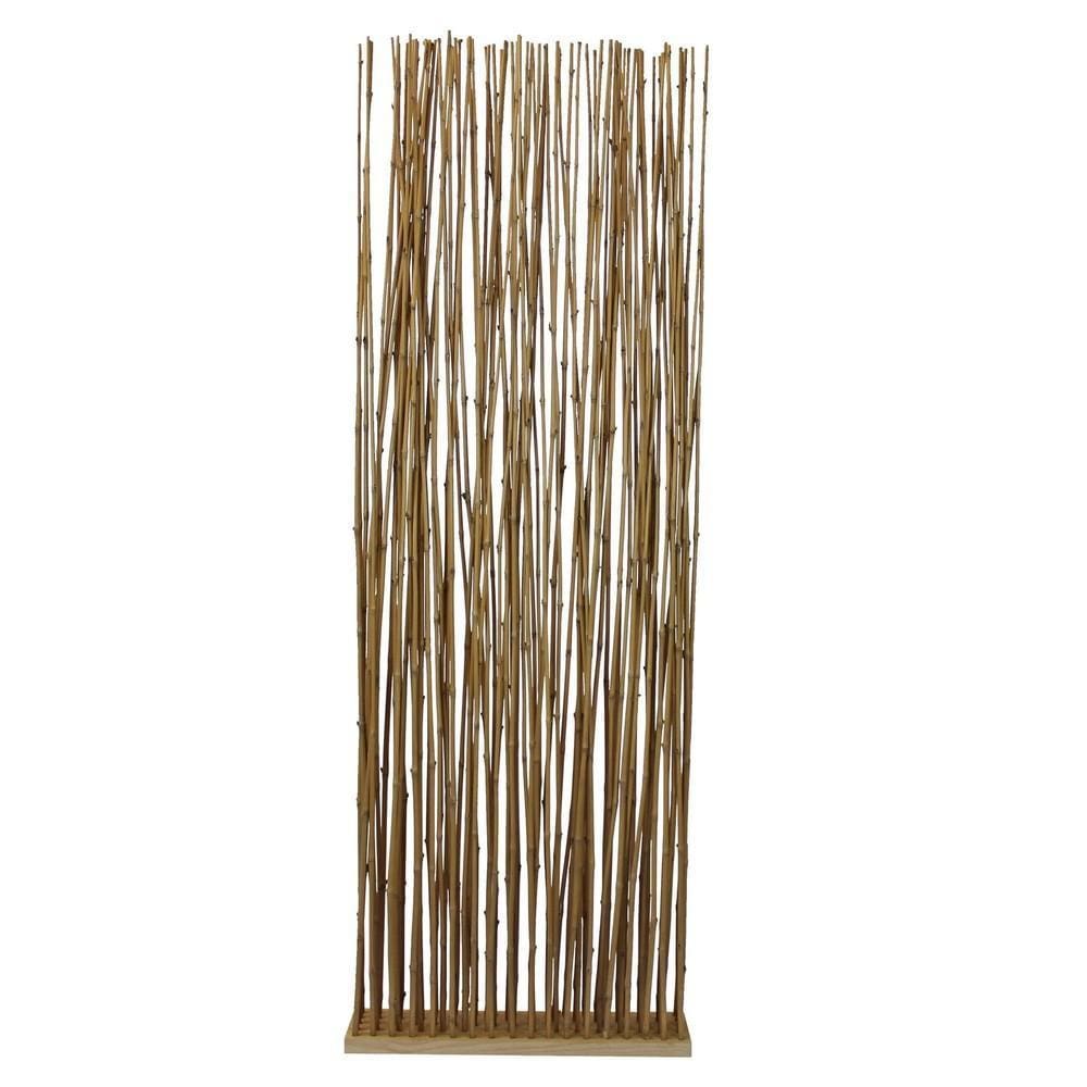 78 Inch Elongated Bamboo Branch Pattern Single Panel Screen, Brown By Casagear Home