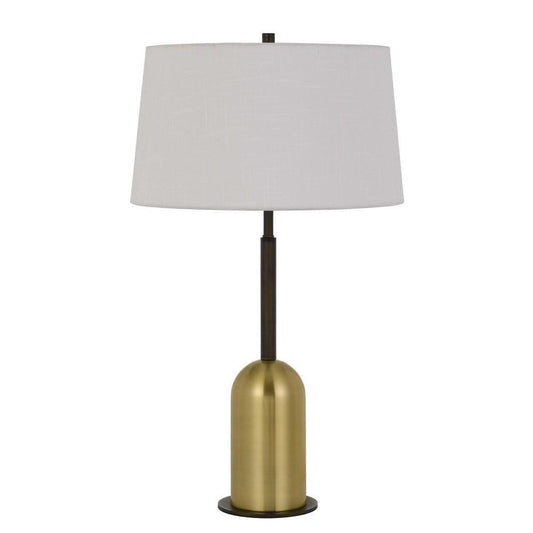 30" Metal Desk Lamp with Drum Style Shade, Brown and Gold By Casagear Home