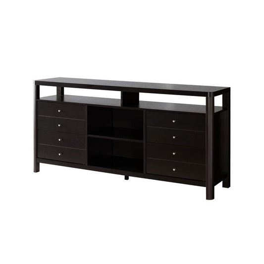 60 Inches 8 Drawer TV Stand with Open Compartments, Brown By Casagear Home