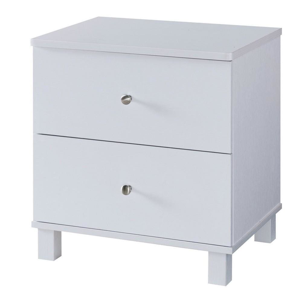 22 Inches 2 Drawer Nightstand with Straight Legs, White By Casagear Home