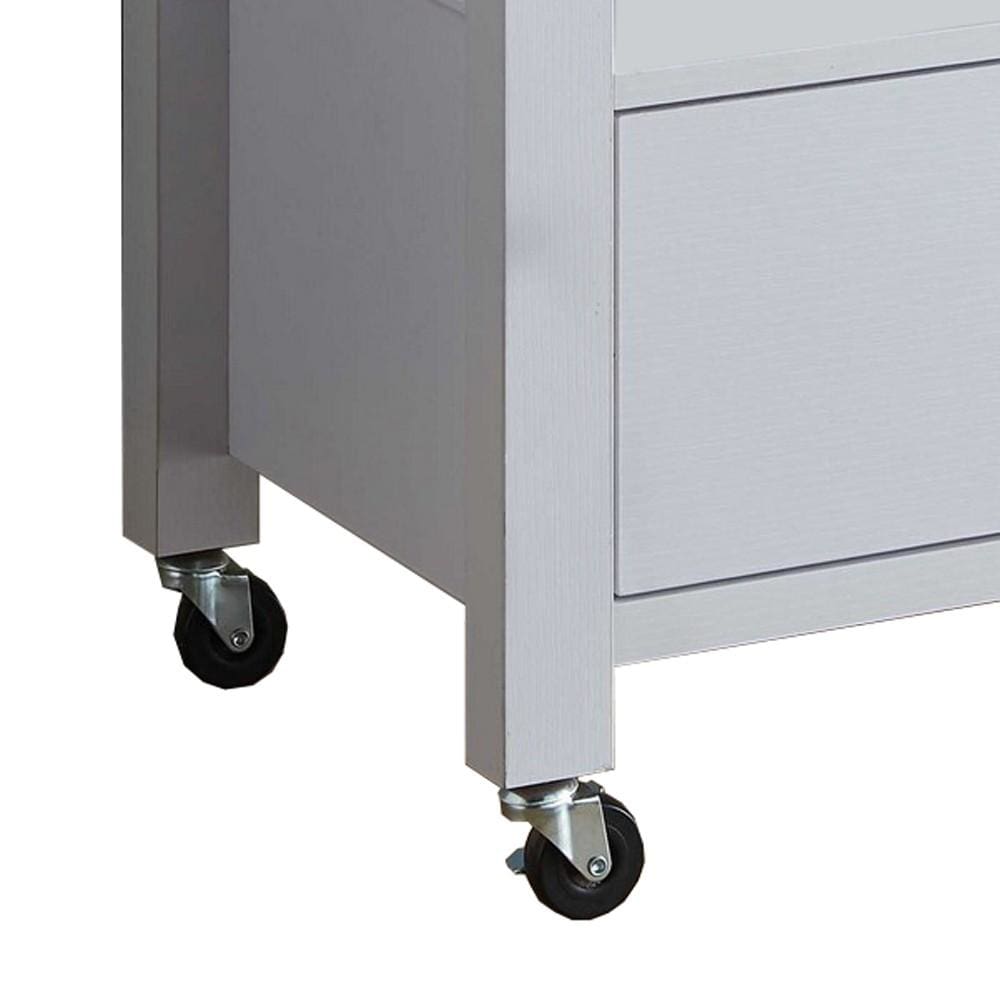 2 Drawer Wooden Kitchen Cart with Casters and 1 Open Shelf White By Casagear Home BM233695