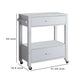 2 Drawer Wooden Kitchen Cart with Casters and 1 Open Shelf White By Casagear Home BM233695