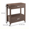 2 Drawer Wooden Kitchen Cart with Casters and 1 Open Shelf Brown By Casagear Home BM233697