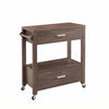 2 Drawer Wooden Kitchen Cart with Casters and 1 Open Shelf, Brown By Casagear Home
