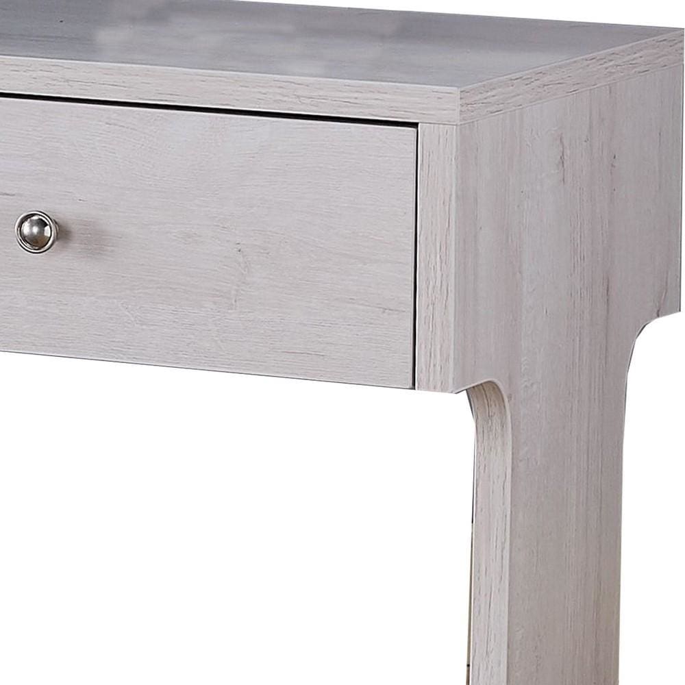 Wooden 1 Drawer End Table with Metal Knob Gray By Casagear Home BM233705