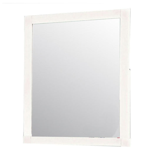 32 Inch Contemporary Style Wooden Frame Mirror, White By Casagear Home