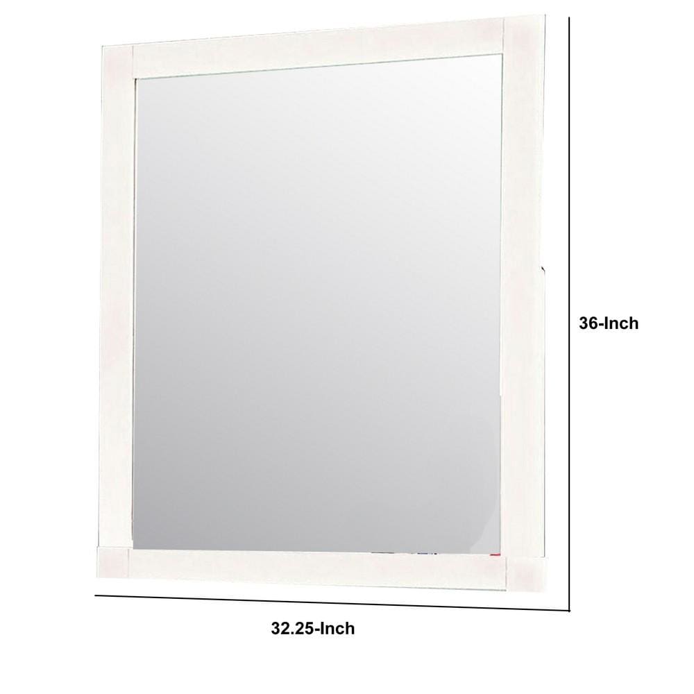 32 Inch Contemporary Style Wooden Frame Mirror White By Casagear Home BM233733