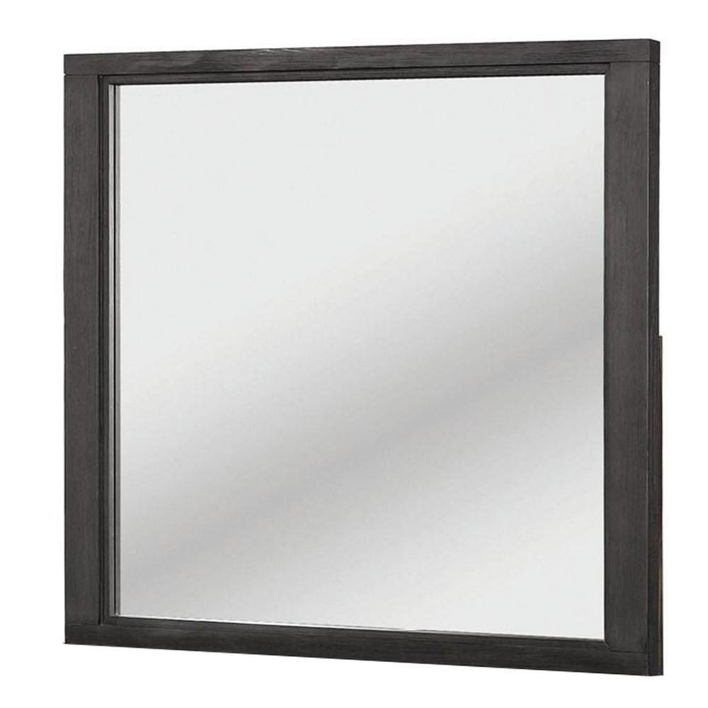 40 Inch Transitional Style Wooden Frame Mirror, Dark Gray By Casagear Home